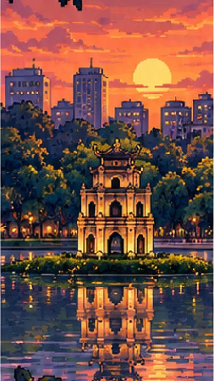 Tháp Rùa – Hồ Gươm — Pixel Art