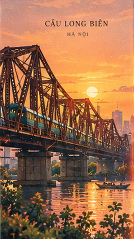 Cầu Long Biên — Vintage Retro 80s–90s
