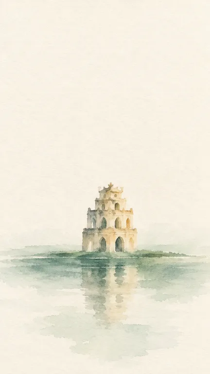 Tháp Rùa — Watercolor · Màu nước