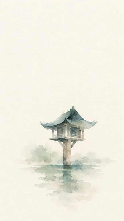 Chùa Một Cột — Watercolor · Màu nước